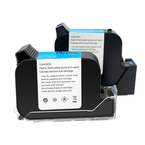 Willita Tij 2,5 0,5 Zoll 12,7 mm Handheld-Tintenstrahldrucker 2580 Solvent Black kompatible Tintenpatrone